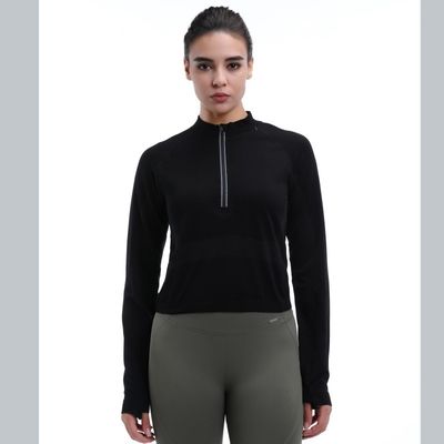 Quarter Performance Long Sleeve Moisture Wicking Thumbholes Reflective Trim