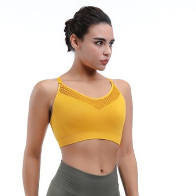 Yoga Sports Bra Seamless Racerback &amp; Adjustable Straps For Comfort