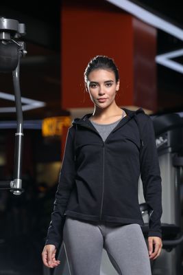Full Zip Performance Long Sleeve Hoodie Moisture Wicking Regular Fit