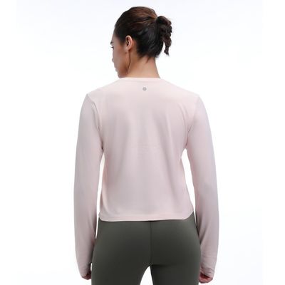Cropped Long Sleeve Shirt With Thumb Holes Lightweight Ventilated Stylish