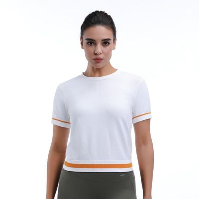 Cropped Mesh Workout Short Sleeve Lightweight Ventilated Stylish For Yoga And Running