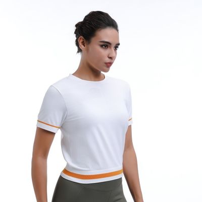 Cropped Mesh Workout Short Sleeve Lightweight Ventilated Stylish For Yoga And Running