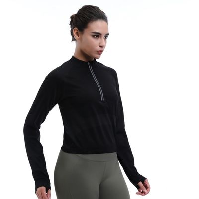 Quarter Performance Long Sleeve Moisture Wicking Thumbholes Reflective Trim