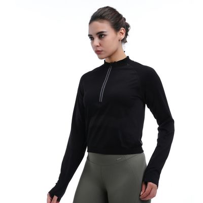 Quarter Performance Long Sleeve Moisture Wicking Thumbholes Reflective Trim