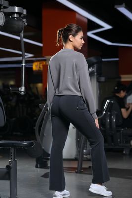 Ladies' High Rise Flare Pants With Pockets Squat Proof Phone Friendly Design